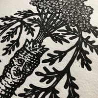 Image 2 of King Under the Carrot Flowers - Lino Print