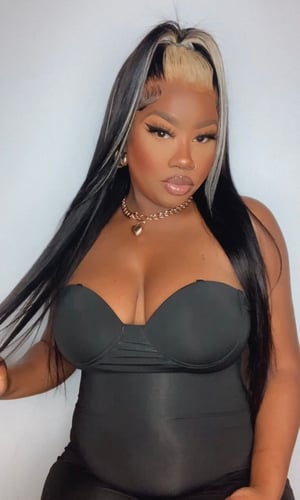 Image of Straight 13x4 Black and Blonde Lace Front Wig in 24”