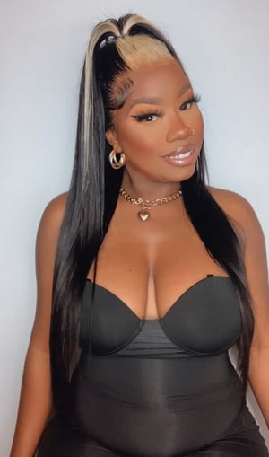 Image of Straight 13x4 Black and Blonde Lace Front Wig in 24”