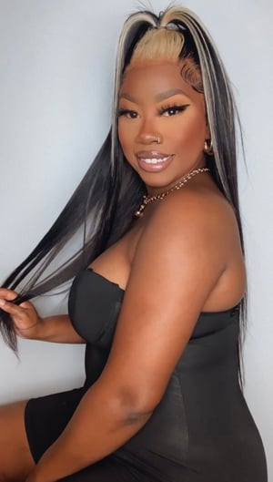 Image of Straight 13x4 Black and Blonde Lace Front Wig in 24”