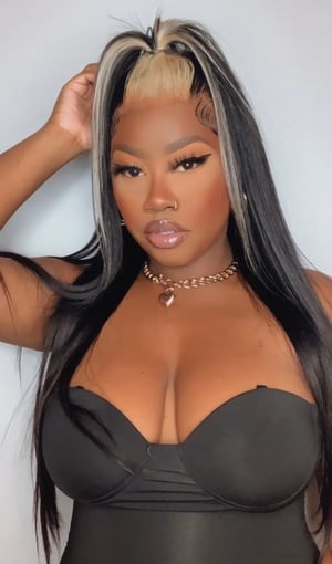 Image of Straight 13x4 Black and Blonde Lace Front Wig in 24”