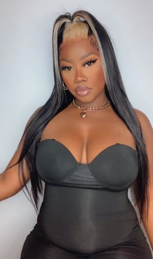 Image of Straight 13x4 Black and Blonde Lace Front Wig in 24”
