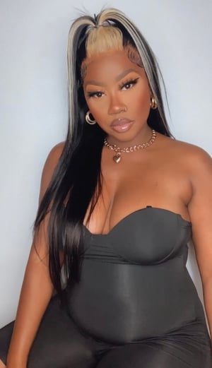Image of Straight 13x4 Black and Blonde Lace Front Wig in 24”
