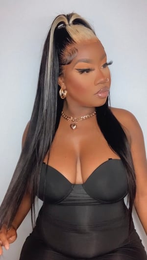 Image of Straight 13x4 Black and Blonde Lace Front Wig in 24”