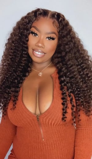 Image of 13x4 Chocolate Curly Lace Front Wig in 24”