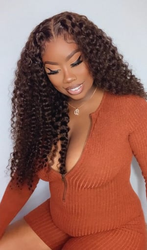 Image of 13x4 Chocolate Curly Lace Front Wig in 24”