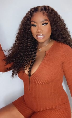 Image of 13x4 Chocolate Curly Lace Front Wig in 24”