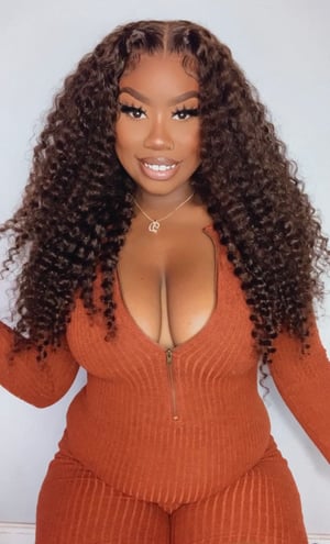 Image of 13x4 Chocolate Curly Lace Front Wig in 24”