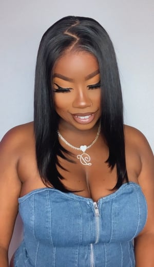 Image of 5x5 Straight Black Closure Bob in 14”