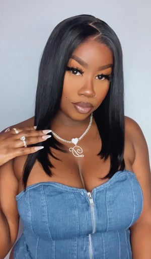 Image of 5x5 Straight Black Closure Bob in 14”