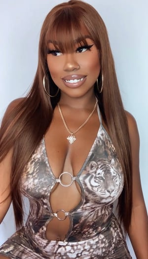 Image of Straight Chocolate Bang 13x4 Lace Front Wig in 24”
