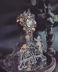 Image 3 of Filigree angel clock and candlabra