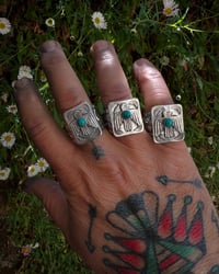 Image 3 of WL&A Handmade Heavy Ingot Blue Royston Thunderbird Rings