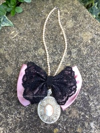 Image 2 of Kawaii Inspired Faux Pear Customised Necklace with Bow and Baroque style pendant finished Jewellery 