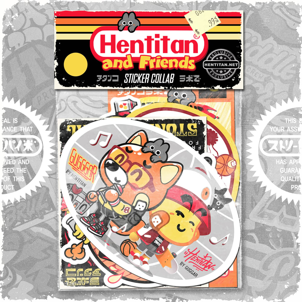 HENTITAN AND FRIENDS - YELLOW STICKER PACK