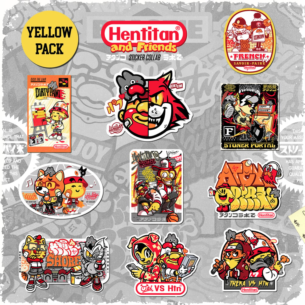 HENTITAN AND FRIENDS - YELLOW STICKER PACK