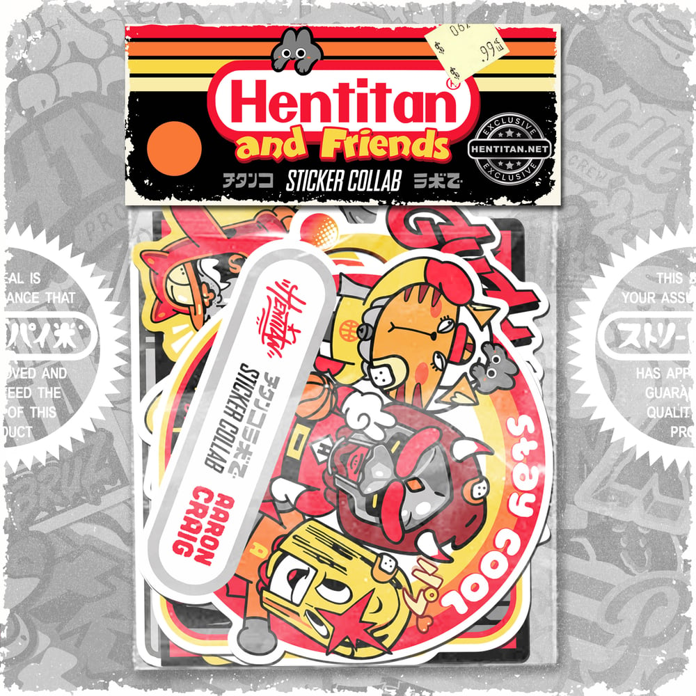 HENTITAN AND FRIENDS - ORANGE STICKER PACK