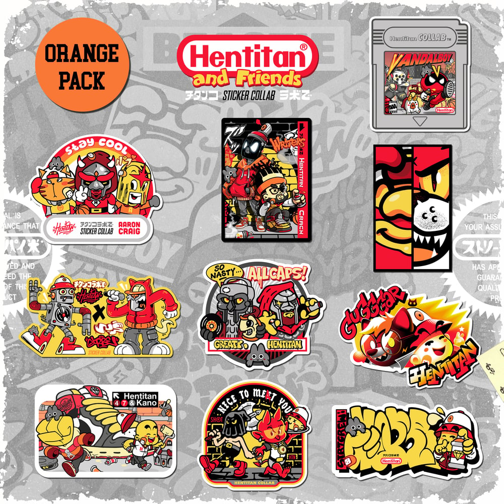 HENTITAN AND FRIENDS - ORANGE STICKER PACK