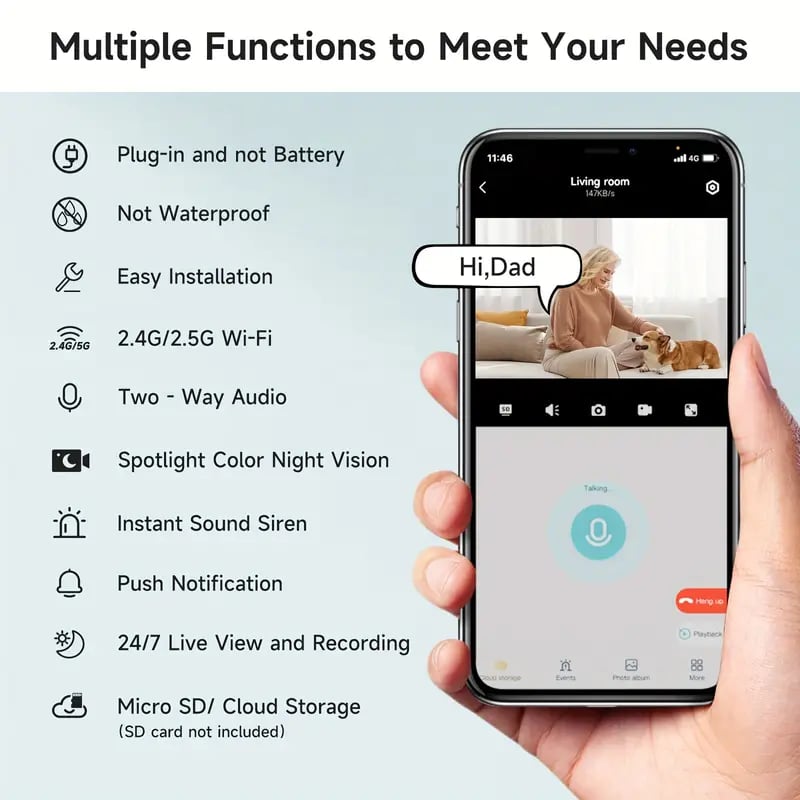 2MP Indoor Security Camera | Dual-Band WiFi, Night Vision, Motion Detection, Alexa Compatible