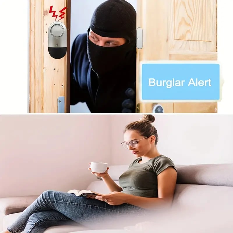 Wireless Door Window Alarm 3-Pack | Magnetic Sensor, 120 DB, Home Security, Batteries Included