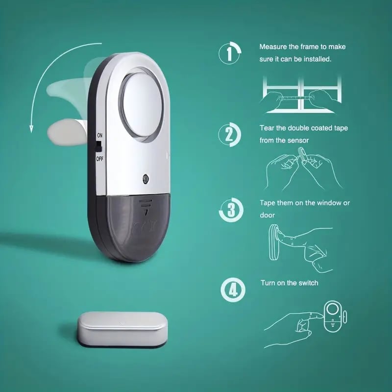 Wireless Door Window Alarm 3-Pack | Magnetic Sensor, 120 DB, Home Security, Batteries Included