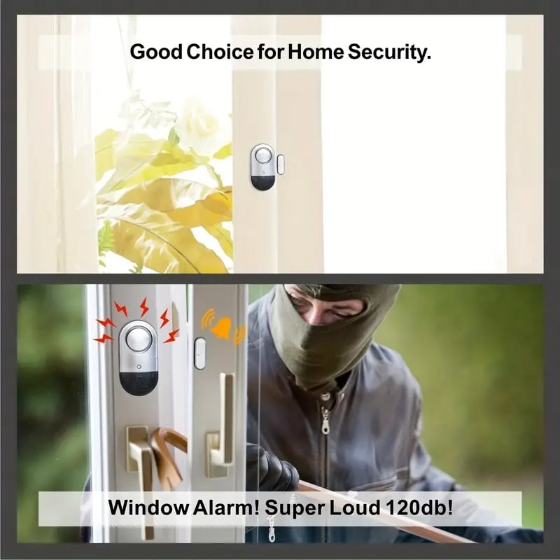 Wireless Door Window Alarm 3-Pack | Magnetic Sensor, 120 DB, Home Security, Batteries Included