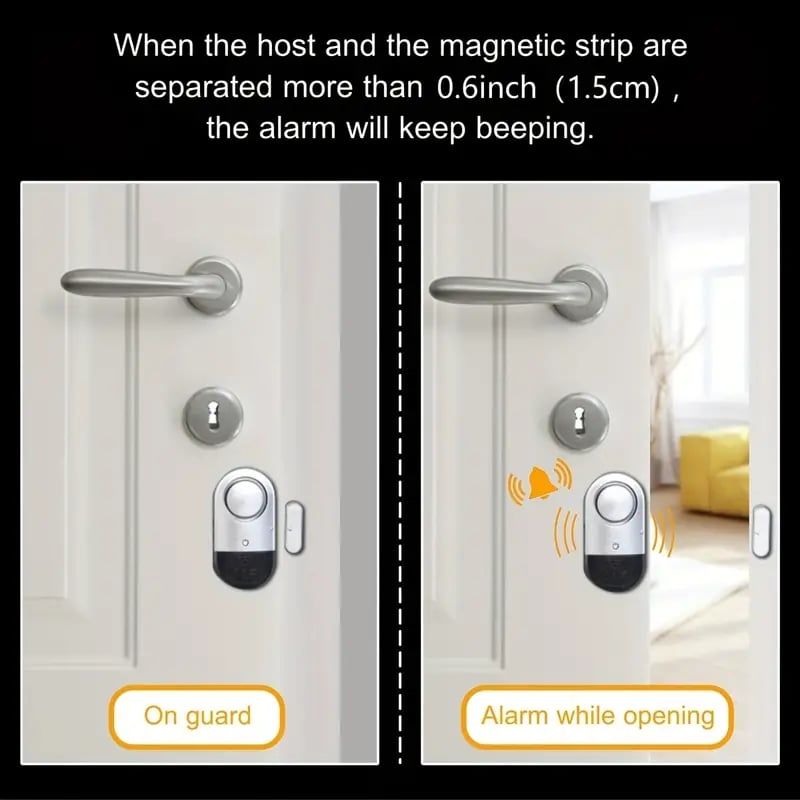 Wireless Door Window Alarm 3-Pack | Magnetic Sensor, 120 DB, Home Security, Batteries Included