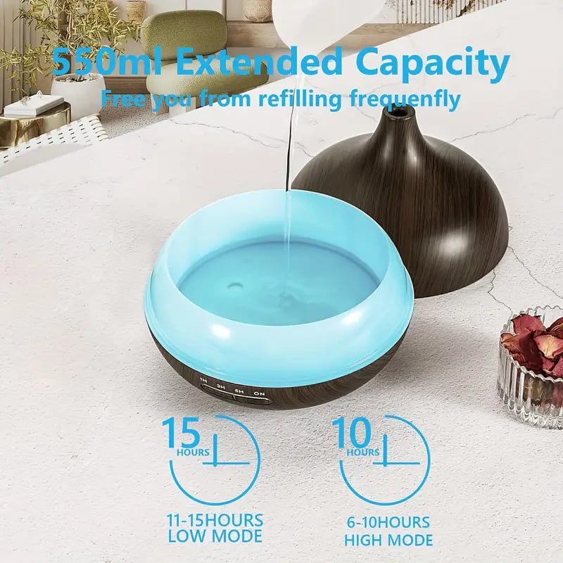 Large Room Essential Oil Diffuser | 18.6oz, Remote Control, Timer, 7 Colors