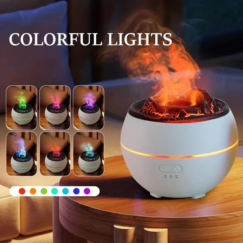 Volcano Cool Mist Humidifier | 12.17oz, 7 Colors, USB, Fire Flame Design