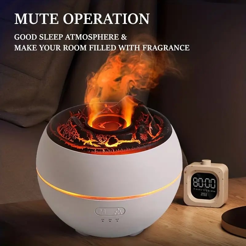 Volcano Cool Mist Humidifier | 12.17oz, 7 Colors, USB, Fire Flame Design