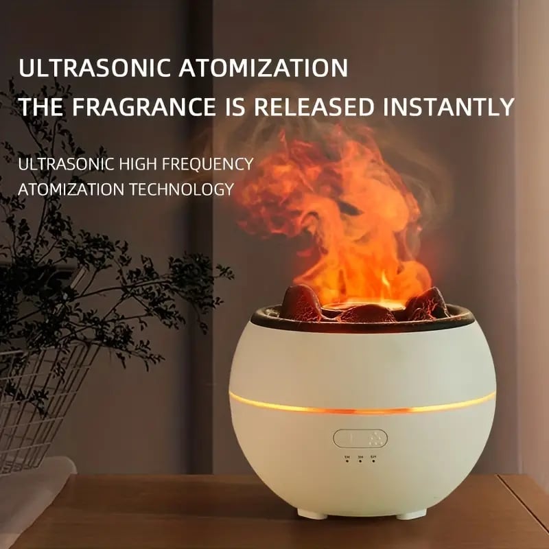 Volcano Cool Mist Humidifier | 12.17oz, 7 Colors, USB, Fire Flame Design