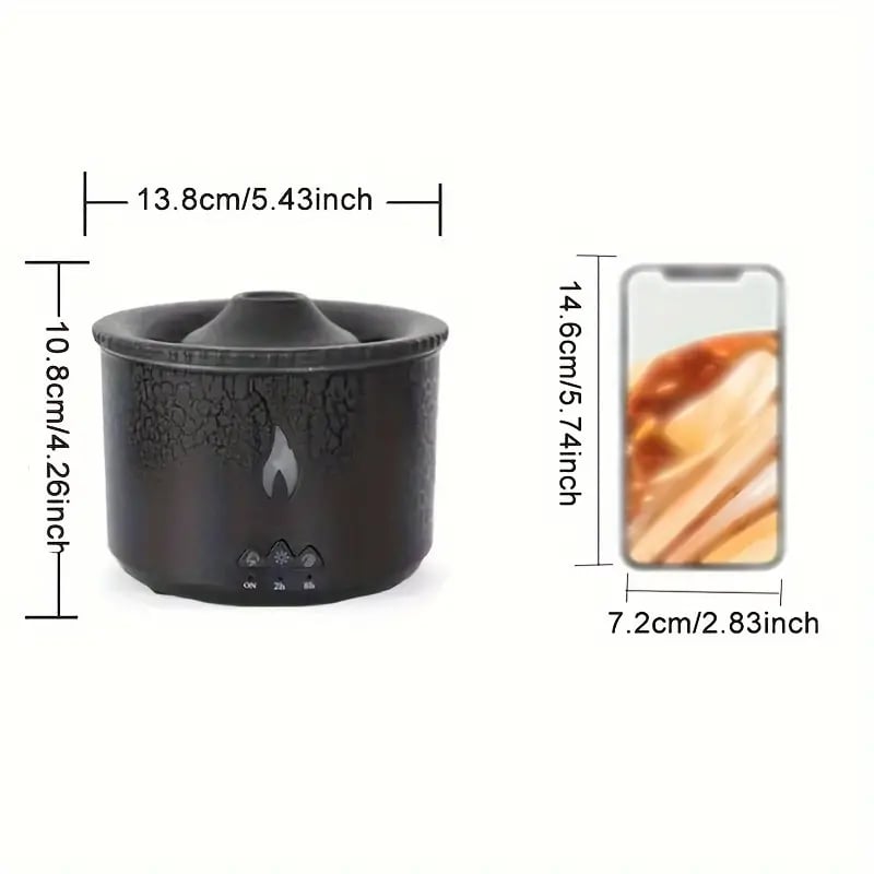 Volcanic Flame Cool Mist Humidifier | 12.17oz, 7 Colors, USB, Aroma Diffuser