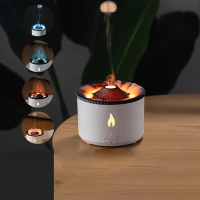 Volcanic Flame Cool Mist Humidifier | 12.17oz, 7 Colors, USB, Aroma Diffuser