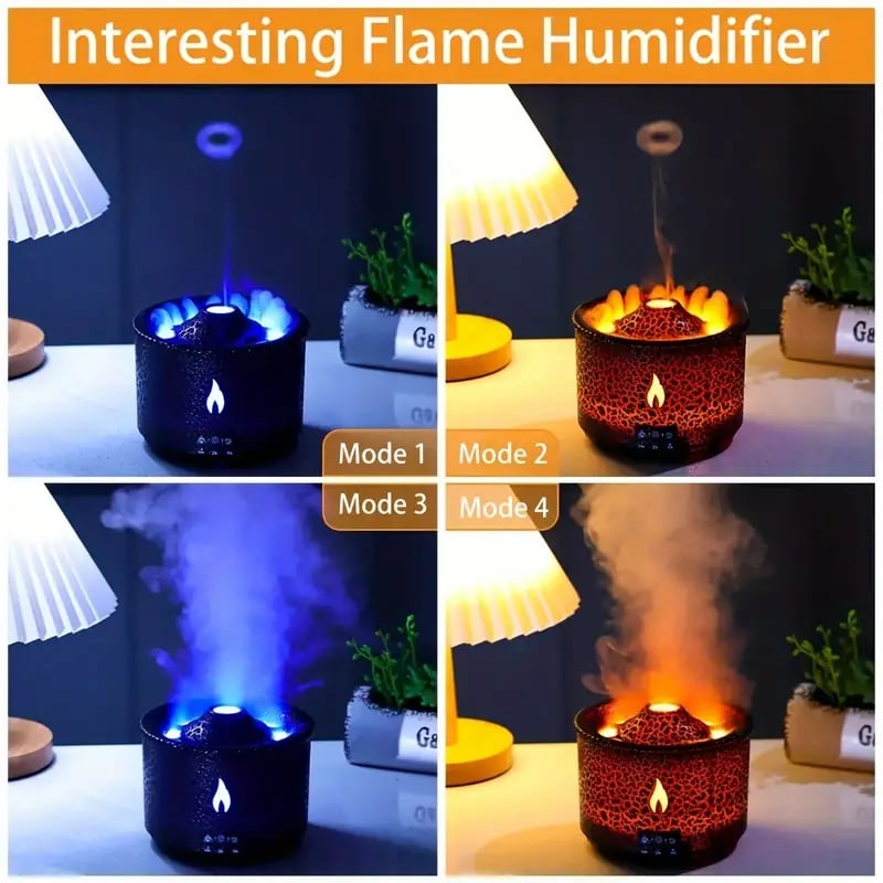 Volcanic Flame Cool Mist Humidifier | 12.17oz, 7 Colors, USB, Aroma Diffuser