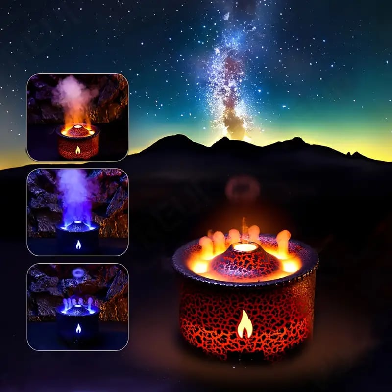 Volcanic Flame Cool Mist Humidifier | 12.17oz, 7 Colors, USB, Aroma Diffuser