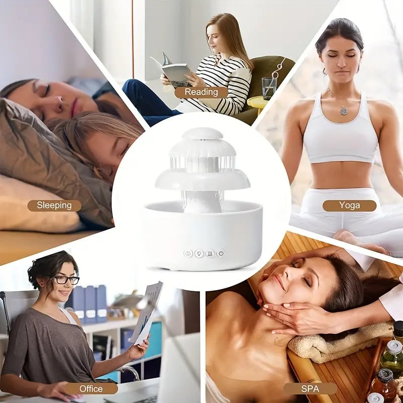 Flowing Water Humidifier | 3-in-1 Night Light, Aromatherapy, Desktop Fountain