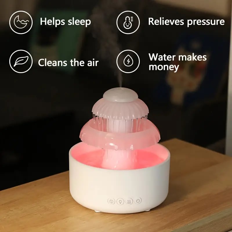 Flowing Water Humidifier | 3-in-1 Night Light, Aromatherapy, Desktop Fountain