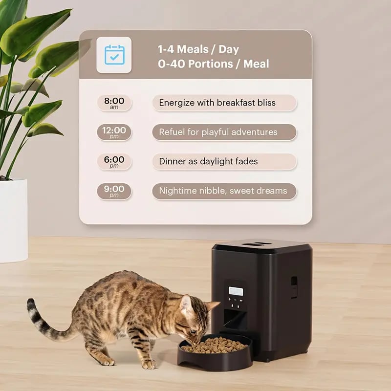 Smart Pet Feeder | 67.63oz, Memory Function, USB/Battery, Programmable Meals