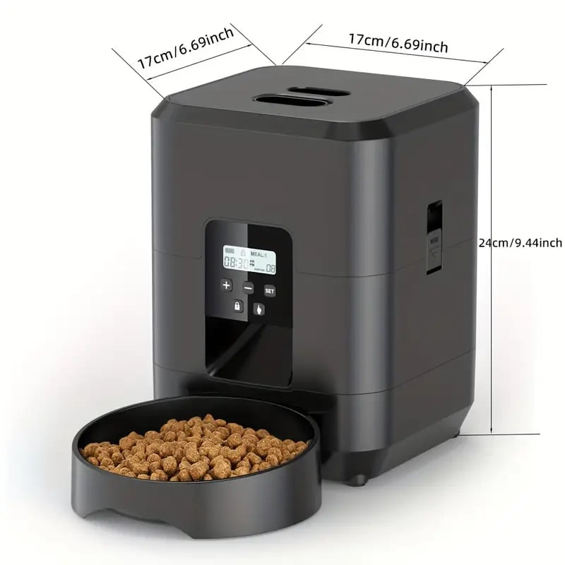 Smart Pet Feeder | 67.63oz, Memory Function, USB/Battery, Programmable Meals