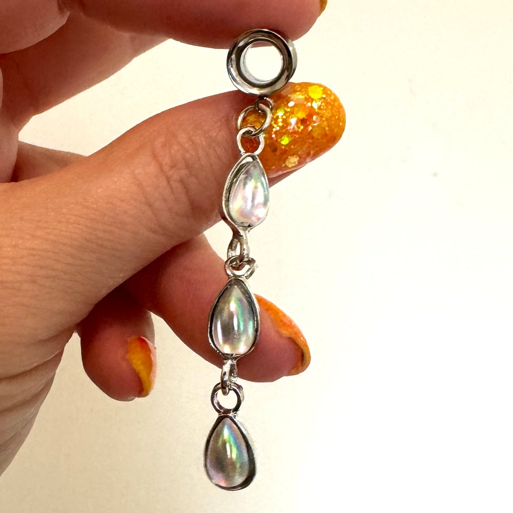 Image of Silver Triple Opal Dangles (sizes 2g-2”)