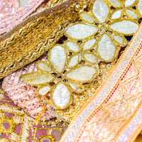 Image 2 of Gold Metallic Sari Braids Trims Craft Pack 25 Pieces