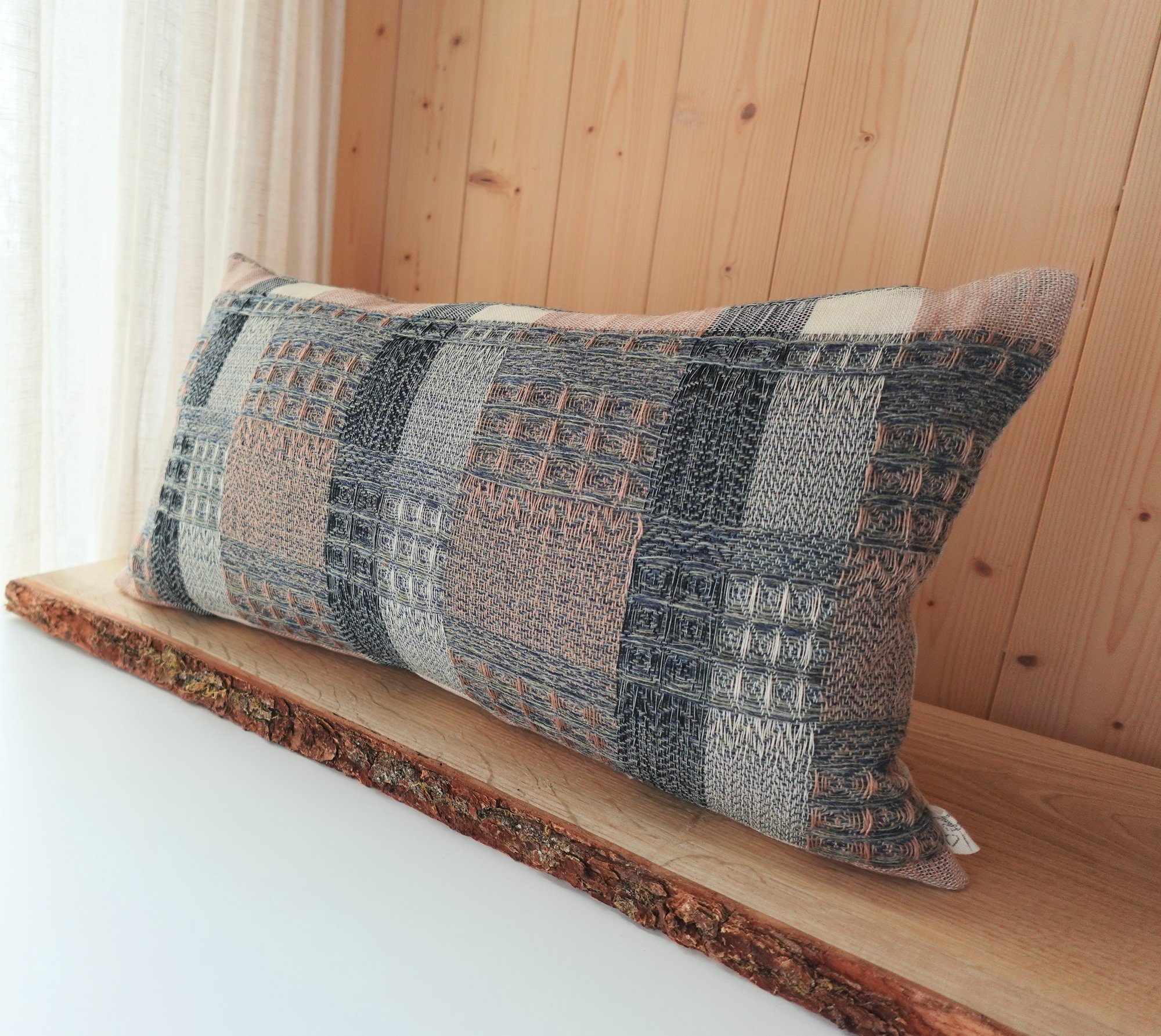 Woven Linen Cushion 30x50 rectangle pillow handmade Sustainable Design Bella Nunn Handwoven