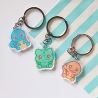 Image 1 of Kanto starter bulbasaur charmander squirtle keychain