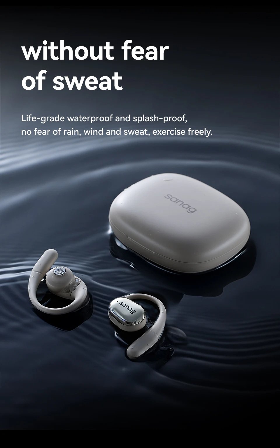 Sanag C16S Open Ear Bluetooth 5.4 Wireless Headphones, HiFi Sound TWS Earbuds, 8 Hours Playback