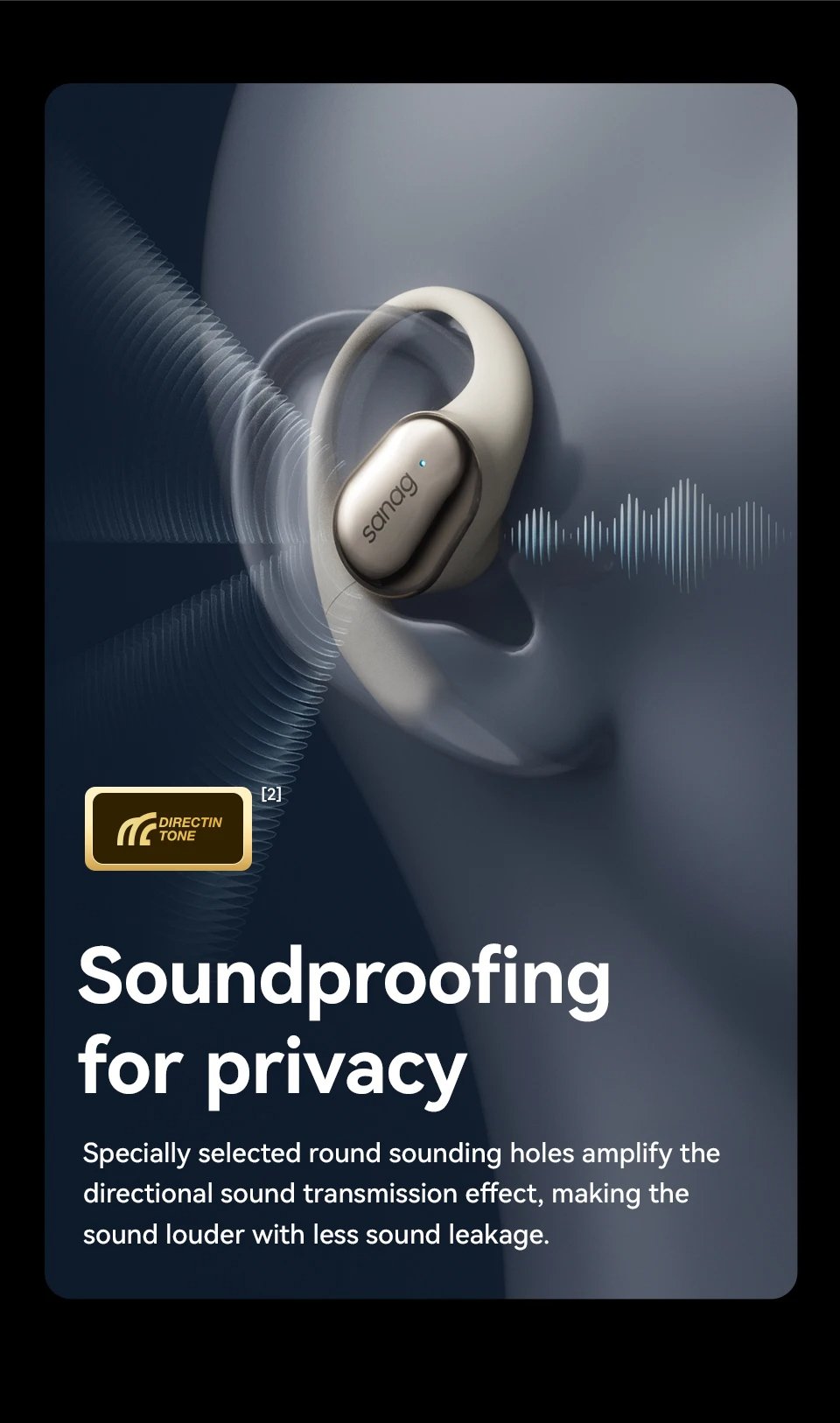 Sanag C16S Open Ear Bluetooth 5.4 Wireless Headphones, HiFi Sound TWS Earbuds, 8 Hours Playback