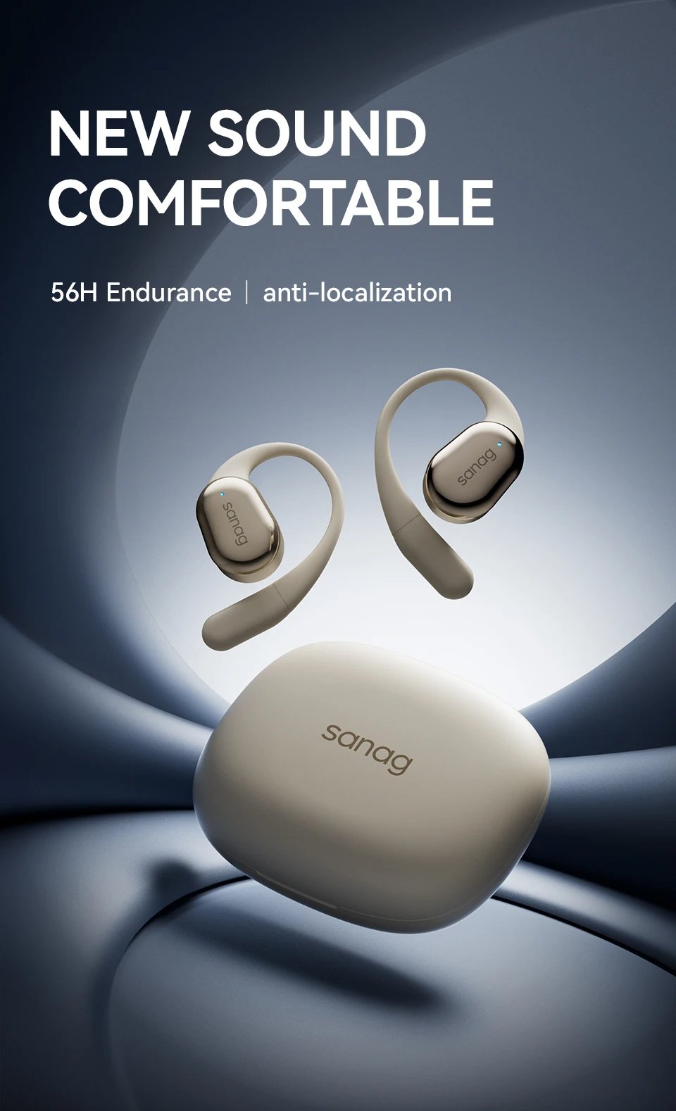 Sanag C16S Open Ear Bluetooth 5.4 Wireless Headphones, HiFi Sound TWS Earbuds, 8 Hours Playback
