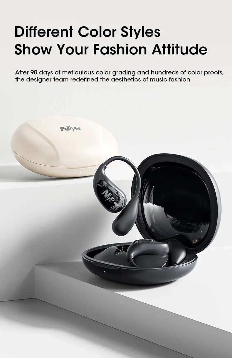 Niye 2024 OWS Earhook Sports Headset, Air Conduction Wireless Bluetooth 5.3 Headphones, TWS Earbuds 