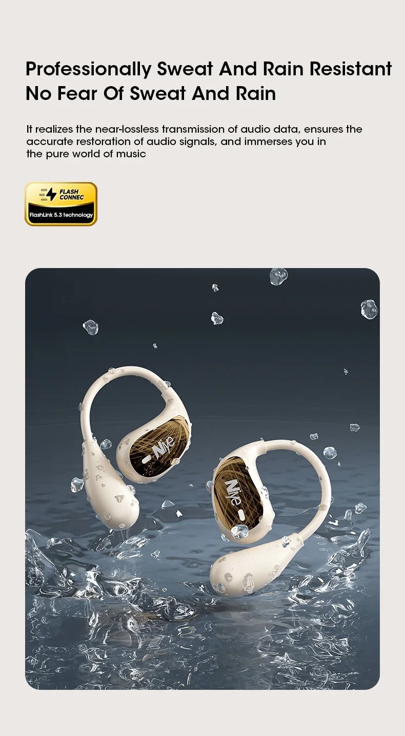 Niye 2024 OWS Earhook Sports Headset, Air Conduction Wireless Bluetooth 5.3 Headphones, TWS Earbuds 