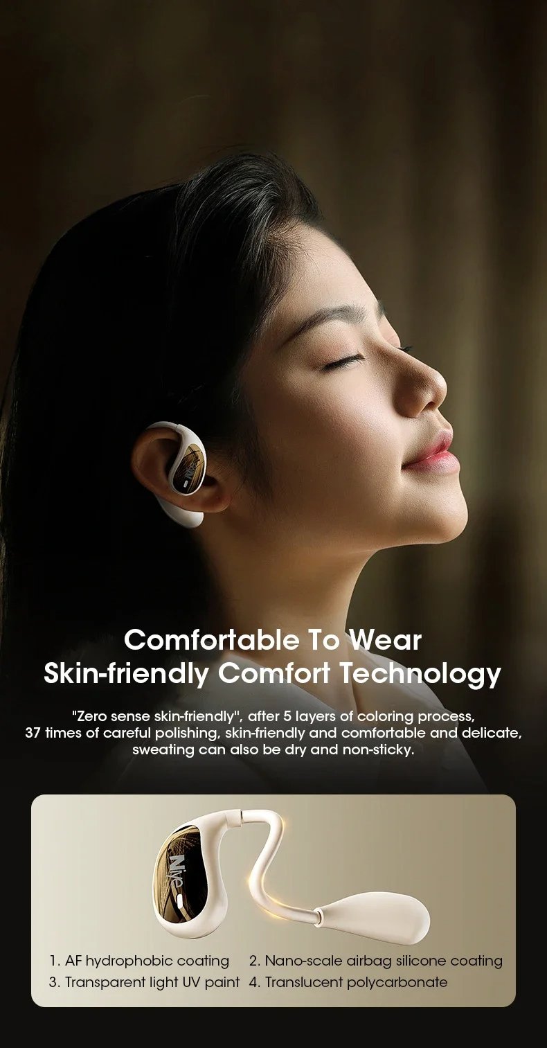 Niye 2024 OWS Earhook Sports Headset, Air Conduction Wireless Bluetooth 5.3 Headphones, TWS Earbuds 