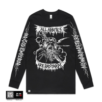 Image 1 of PRE-ORDER - ALL ARBITES ARE BASTARDS LS, BLACK WITH WHITE PRINT